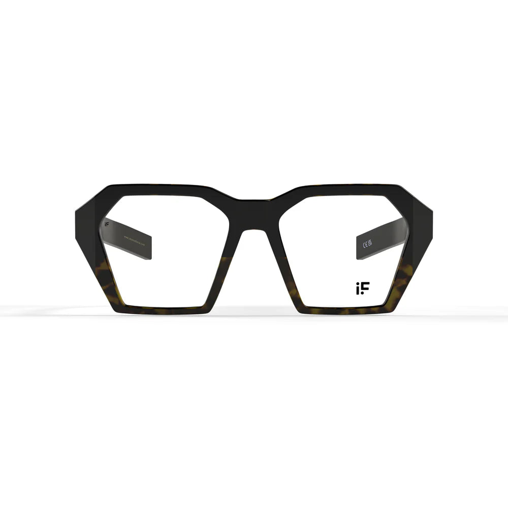 Intense Focus – Dapper 41C C-C Hexagon Spectacle Frame (S/Black Demi) for Men