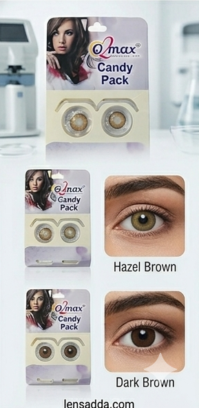O2 Max Brown Contact Lenses (0.00 Power) | Natural Brown Color Eye Lenses | Candy Pack