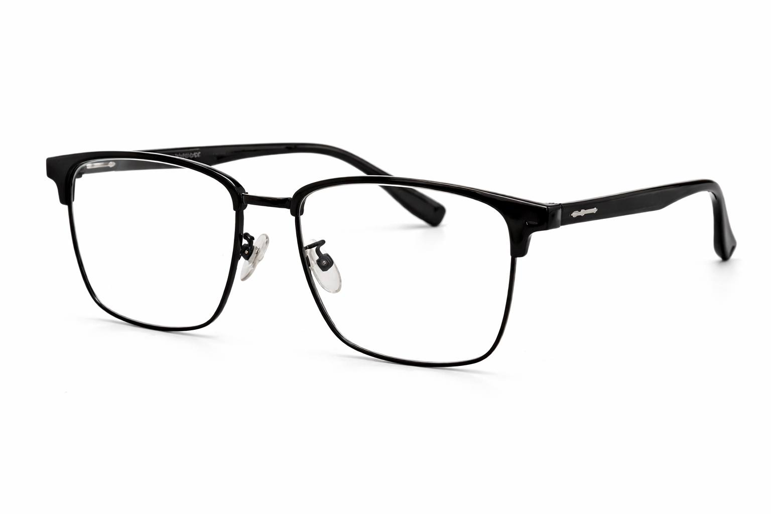 Clubmaster Black Square Eyeglasses Frame for Men & Women | Premium Metal-Acetate Frame | 57 Size Stylish Eyewear