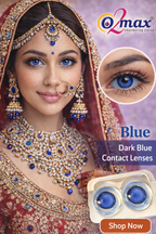 O2 Max Dark Blue Contact Lenses (0.00 Power) | Bold Blue Eye Lenses | Candy Pack