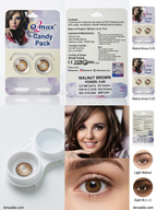 O2 Max Walnut Brown Contact Lenses (0.00 Power) | Premium Light Brown Eye Lenses | Candy Pack