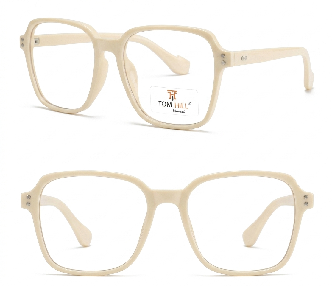 Tag Hill Oversized Square Cream Eyeglasses Frame for Women | Large Size Transparent Beige Frame | Premium Fashion Eyewear