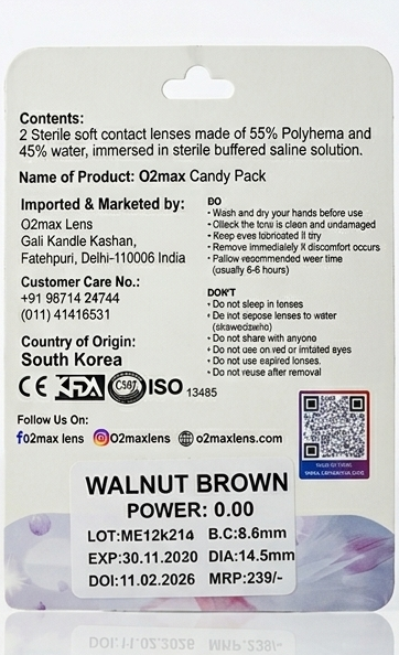 O2 Max Dark Blue Contact Lenses (0.00 Power) | Bold Blue Eye Lenses | Candy Pack