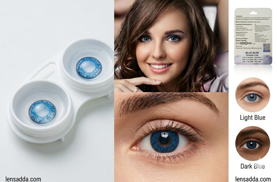 O2 Max Dark Blue Contact Lenses (0.00 Power) | Bold Blue Eye Lenses | Candy Pack