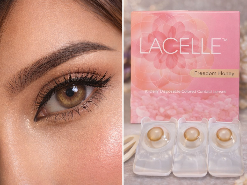 Buy Lacelle Freedom Honey Lenses Online | Daily Disposable Coloured Contact Lenses (10 Pack)