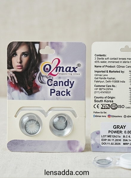 O2max Gray Contact Lenses – Natural Look & All-Day Comfort (1 Pair)