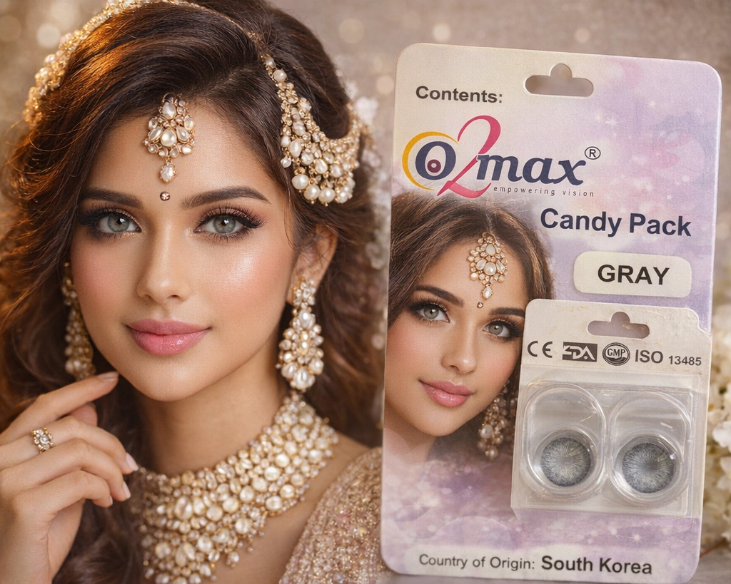 O2max Gray Contact Lenses – Natural Look & All-Day Comfort (1 Pair)