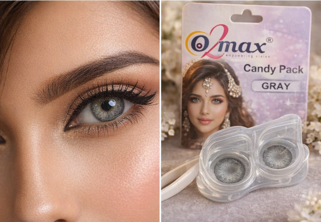 O2max Gray Contact Lenses – Natural Look & All-Day Comfort (1 Pair)