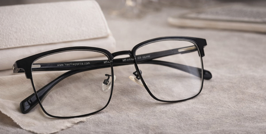 Clubmaster Black Square Eyeglasses Frame for Men & Women | Premium Metal-Acetate Frame | 57 Size Stylish Eyewear