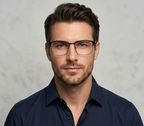 Clubmaster Black Square Eyeglasses Frame for Men & Women | Premium Metal-Acetate Frame | 57 Size Stylish Eyewear
