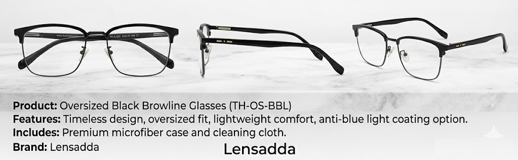 Clubmaster Black Square Eyeglasses Frame for Men & Women | Premium Metal-Acetate Frame | 57 Size Stylish Eyewear