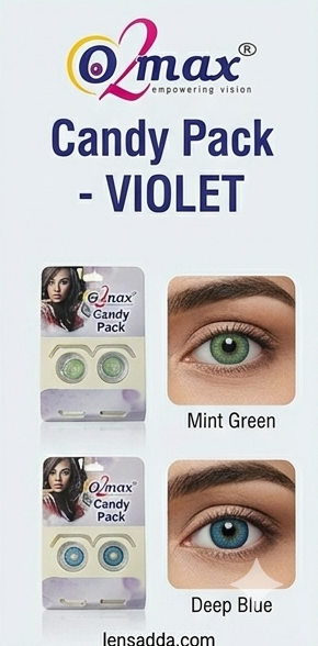O2 Max Violet Contact Lenses (0.00 Power) | Stylish Purple Color Eye Lenses | Candy Pack