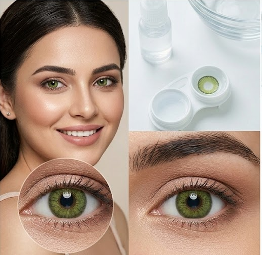 O2 Max Olive Green Contact Lenses (0.00 Power) | Natural Color Eye Lenses | Candy Pack