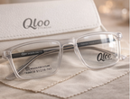 Qloo Transparent Rectangle Eyeglasses Frame for Men & Women | Lightweight TR Frame | Size 51-18-143 | Premium Clear Frame