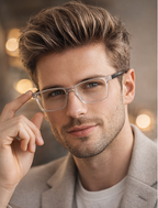 Qloo Transparent Rectangle Eyeglasses Frame for Men & Women | Lightweight TR Frame | Size 51-18-143 | Premium Clear Frame