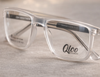 Qloo Transparent Rectangle Eyeglasses Frame for Men & Women | Lightweight TR Frame | Size 51-18-143 | Premium Clear Frame