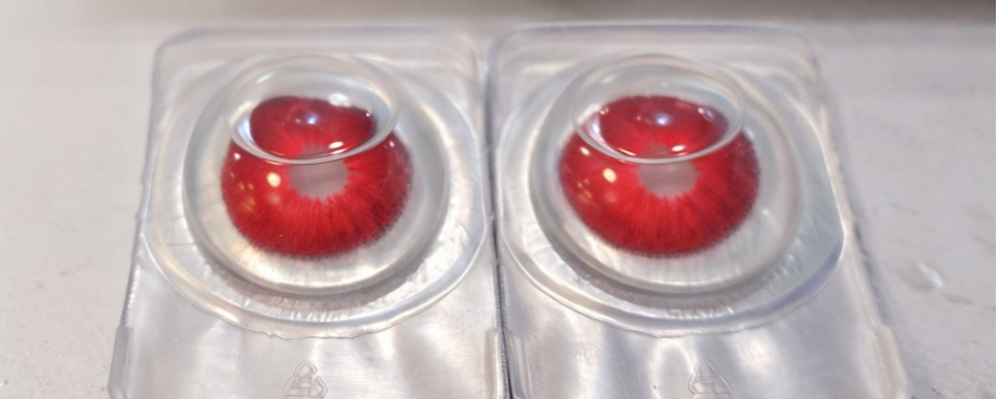 Acme 58 Colour View Red Contact Lenses (12 Lens Pack) | Bold Red Eye Lenses for Party & Cosplay