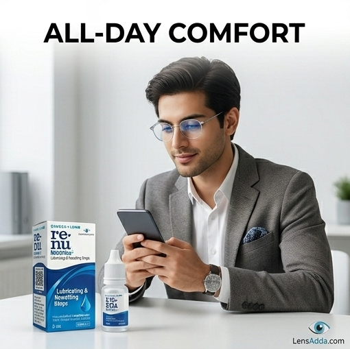 Bausch + Lomb Renu MultiPlus Lubricating & Rewetting Drops (8ml) – Instant Relief for Soft Contact Lenses