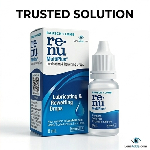 Bausch + Lomb Renu MultiPlus Lubricating & Rewetting Drops (8ml) – Instant Relief for Soft Contact Lenses