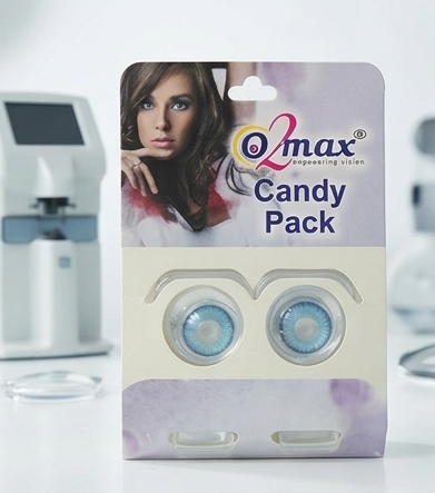 O2 Max Sky Blue Contact Lenses (0.00 Power) | Natural Blue Color Eye Lenses | Candy Pack