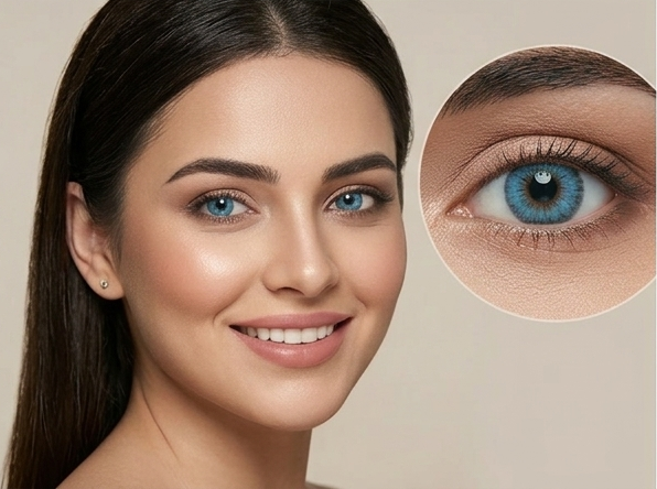 O2 Max Sky Blue Contact Lenses (0.00 Power) | Natural Blue Color Eye Lenses | Candy Pack