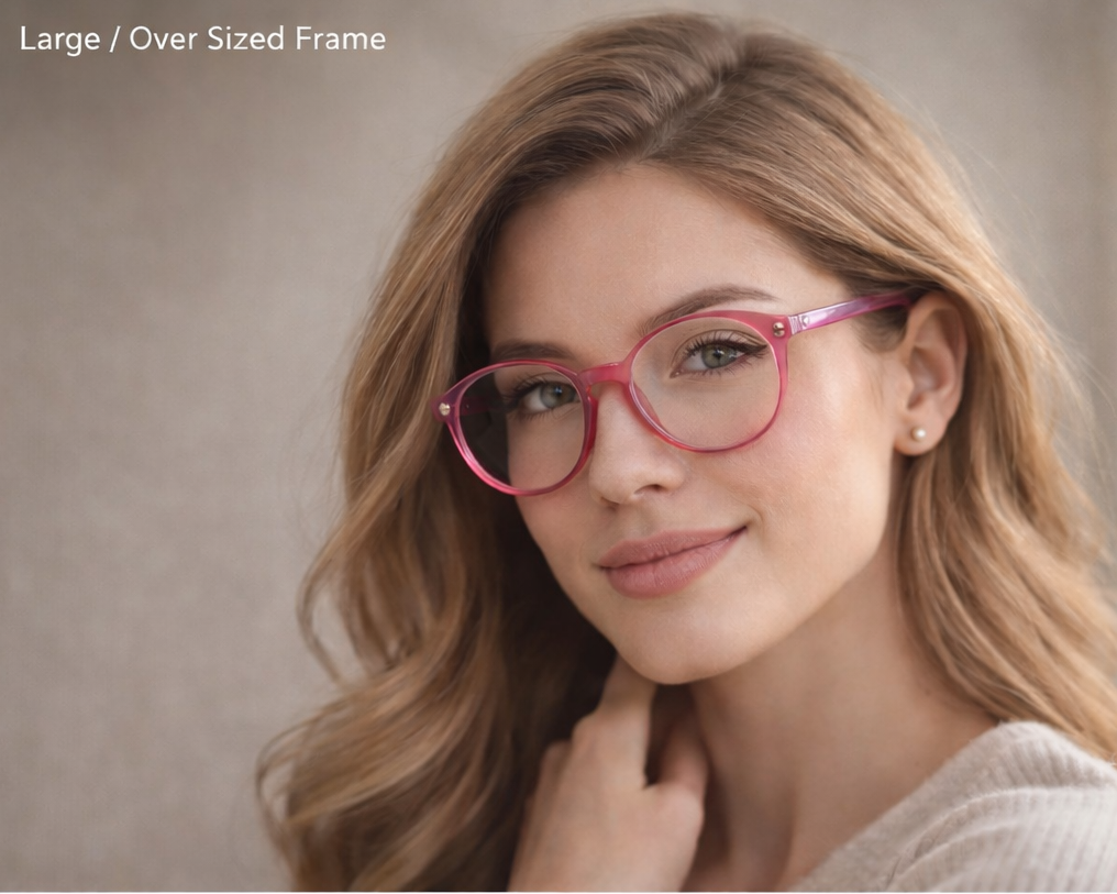 Tag Hill Oversized Round Pink Eyeglasses Frame for Women | Transparent Stylish Frame | Large Size Fashion Eyewear