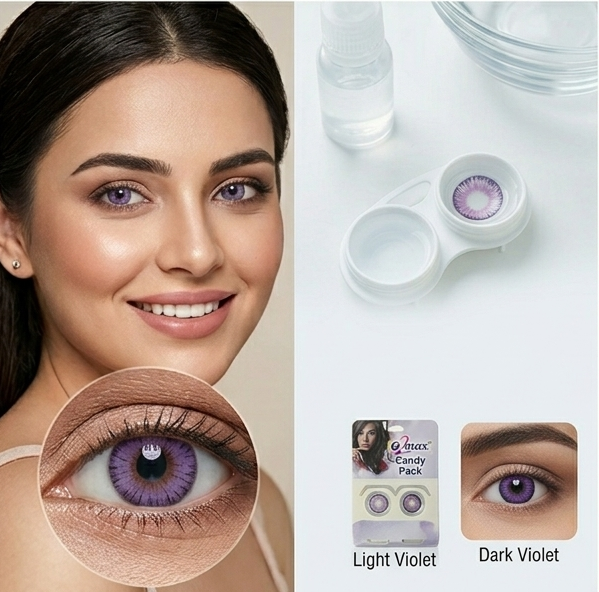 O2 Max Violet Contact Lenses (0.00 Power) | Stylish Purple Color Eye Lenses | Candy Pack