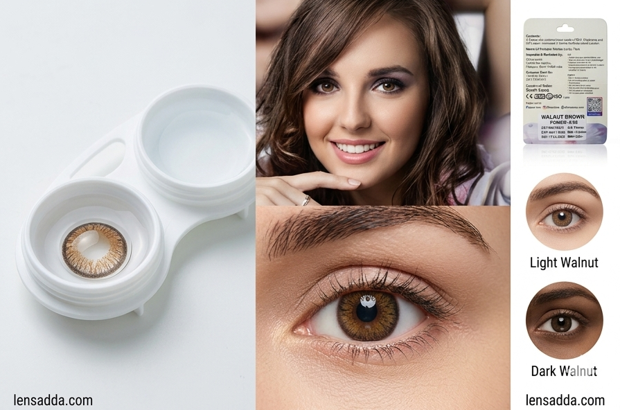 O2 Max Walnut Brown Contact Lenses (0.00 Power) | Premium Light Brown Eye Lenses | Candy Pack