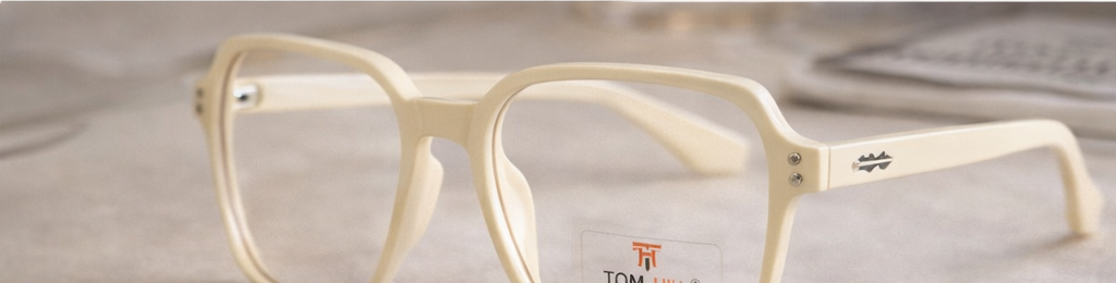 Tag Hill Oversized Square Cream Eyeglasses Frame for Women | Large Size Transparent Beige Frame | Premium Fashion Eyewear